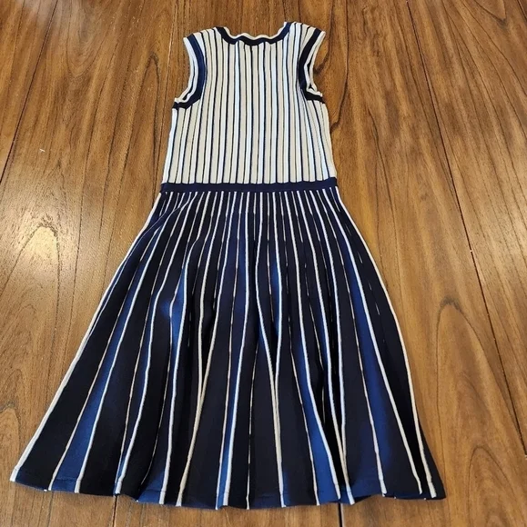 Jason Wu Sleeveless Blue White Stripe pleated knit Swing Mini dress XS - Picture 3 of 13